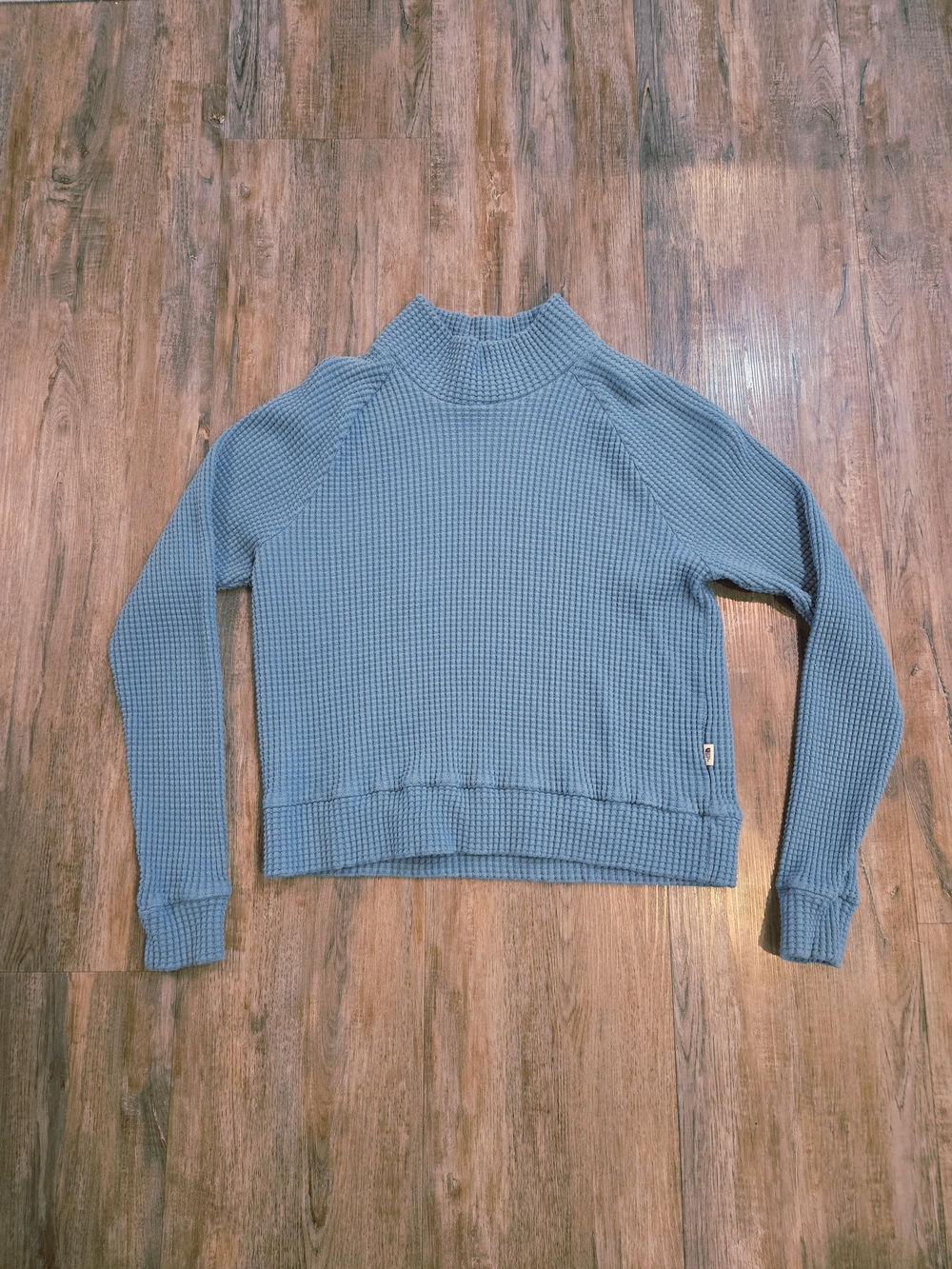 The North Face Blue Waffle-Knit Mock Neck Sweater